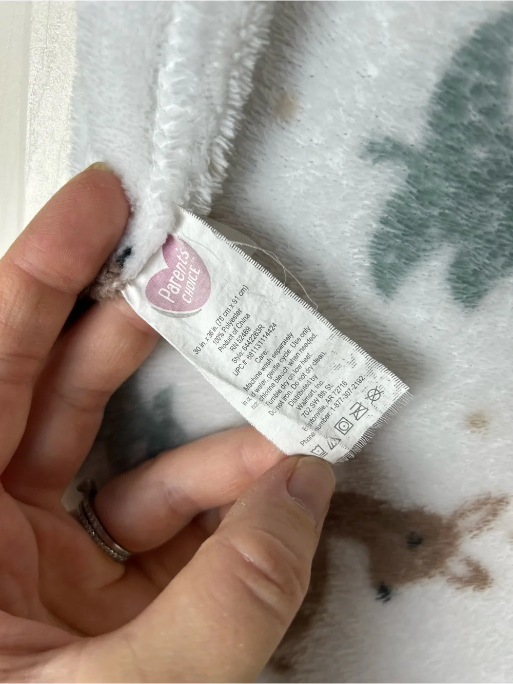 Parent's Choice Deer Tree Baby Blanket Fawn White Brown Green Polka Dots